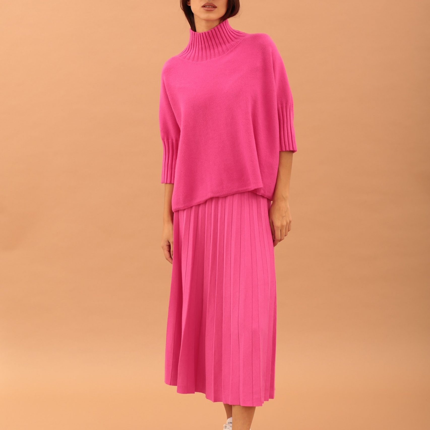 MARGARET PLEATED SKIRT AND TOP ENSEMBLE - FUCHSIA