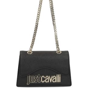 JUST CAVALLI CURVE CUT LID LOGO SHOULDER BAG