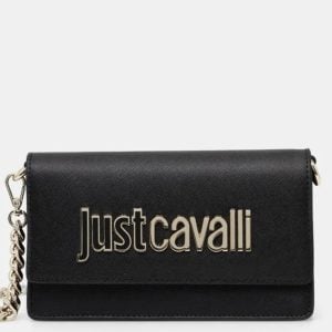 JUST CAVALLI CLUTCH SAFFIANO LARGE LOGO - BLACK
