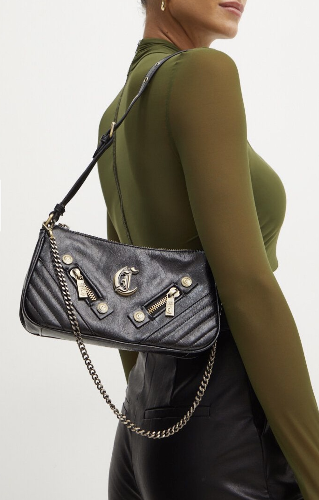 JUST CAVALLI ROCK STUDDED SHOULDER BAG - BLACK - Image 2