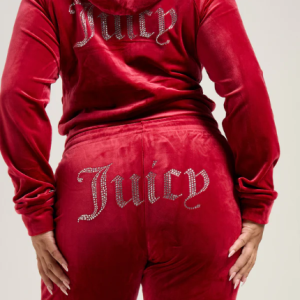 JUICY COUTURE CRYSTAL VELOUR SET - DAHLIA RED