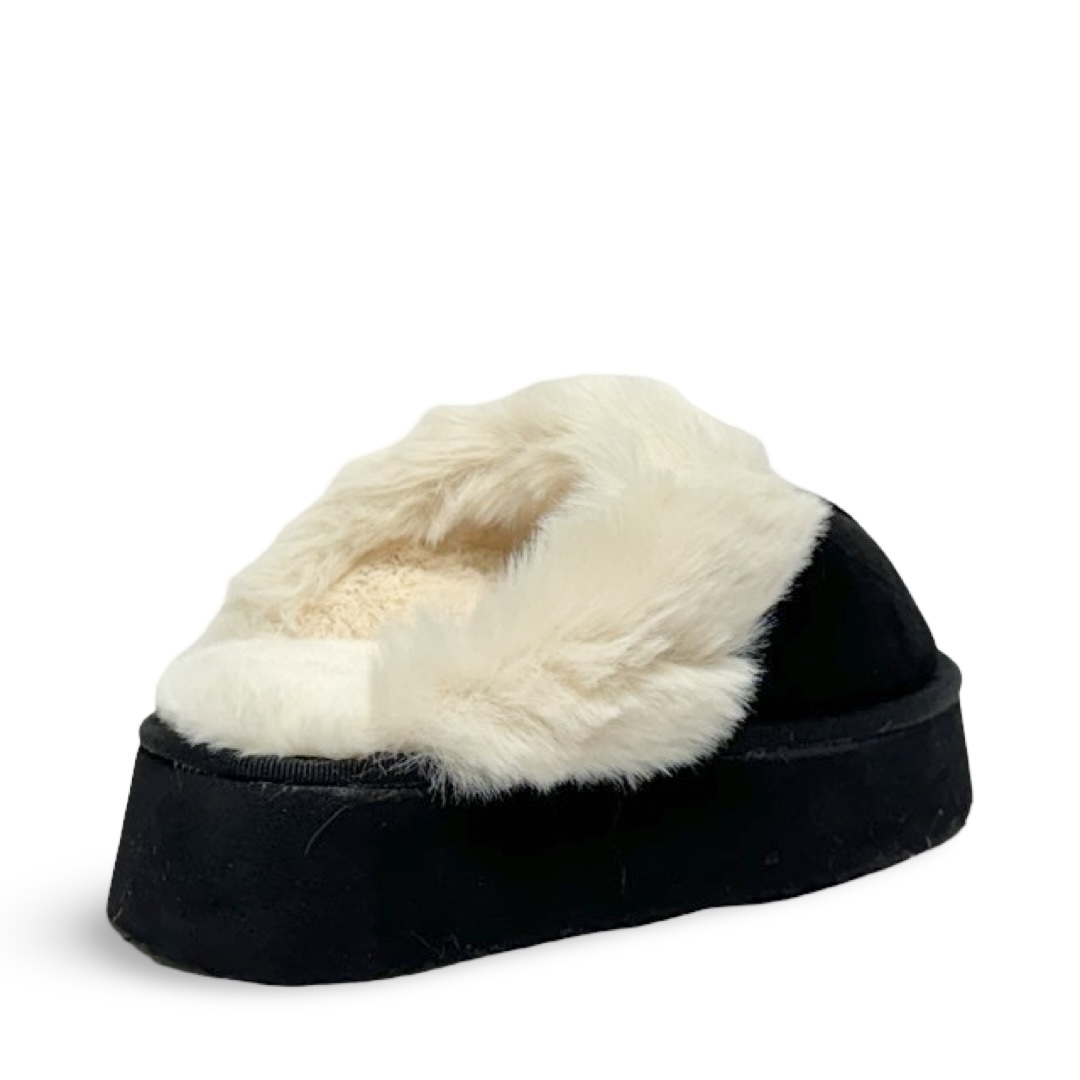 PLUSH FUR SLIPPERS - BLACK - Image 4
