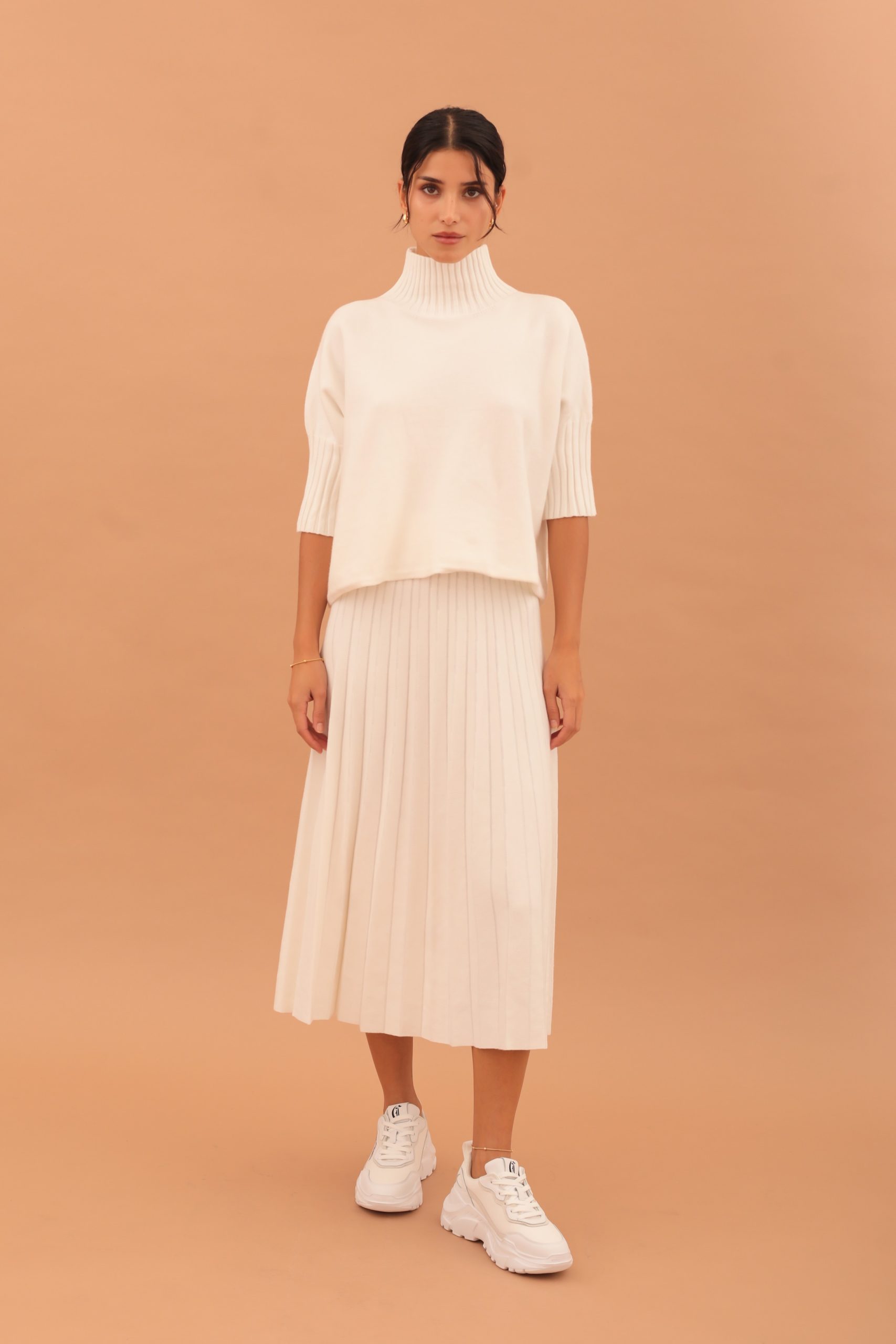 MARGARET PLEATED SKIRT AND TOP ENSEMBLE - WHITE - Image 6
