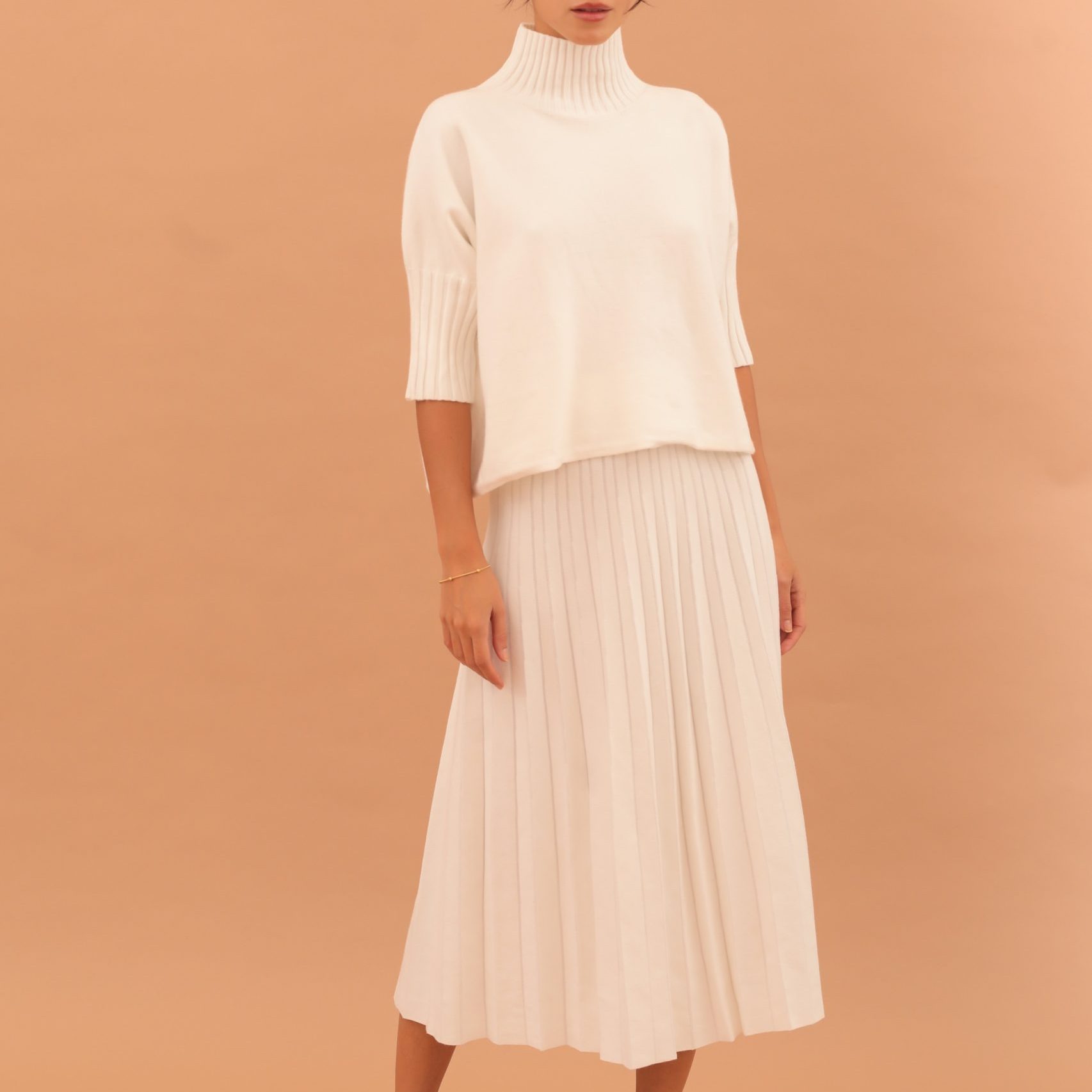 MARGARET PLEATED SKIRT AND TOP ENSEMBLE - WHITE