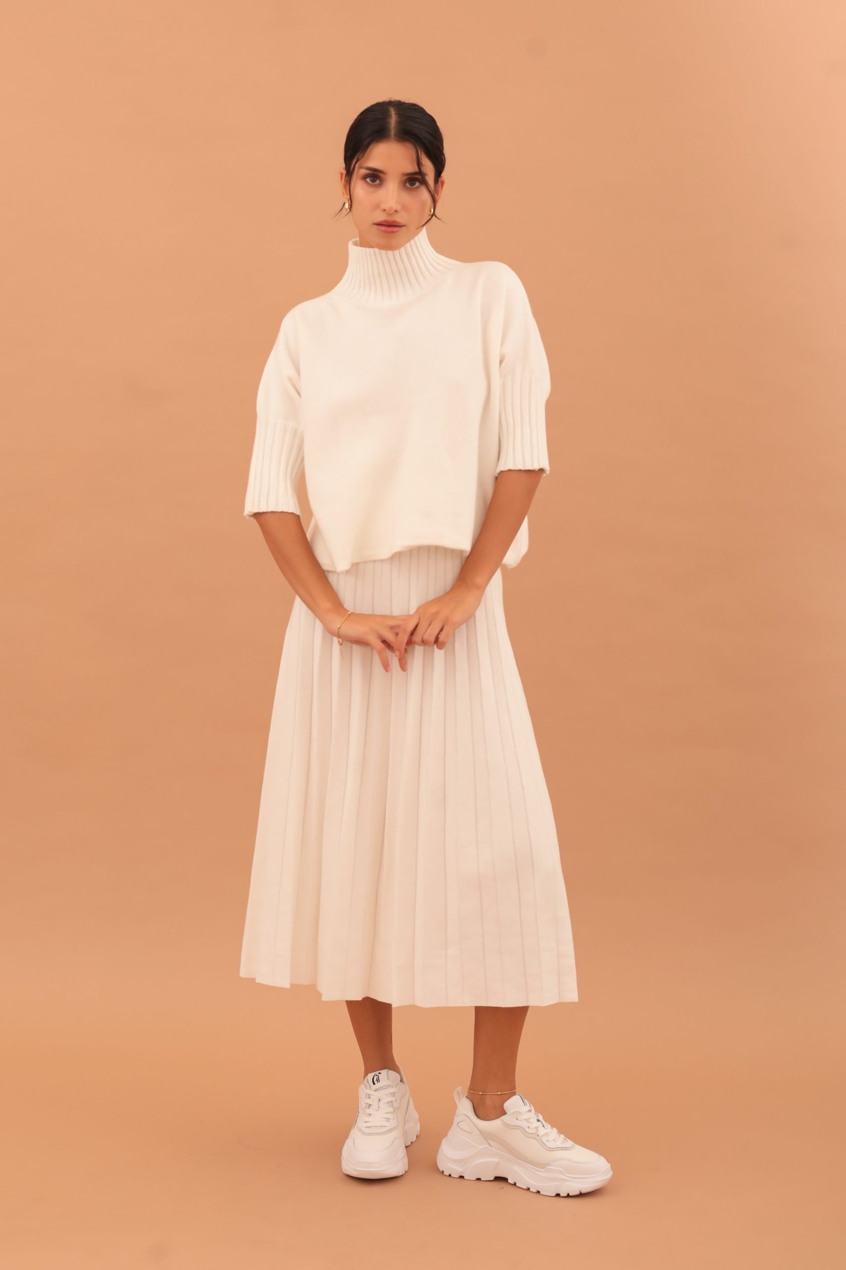 MARGARET PLEATED SKIRT AND TOP ENSEMBLE - WHITE - Image 5