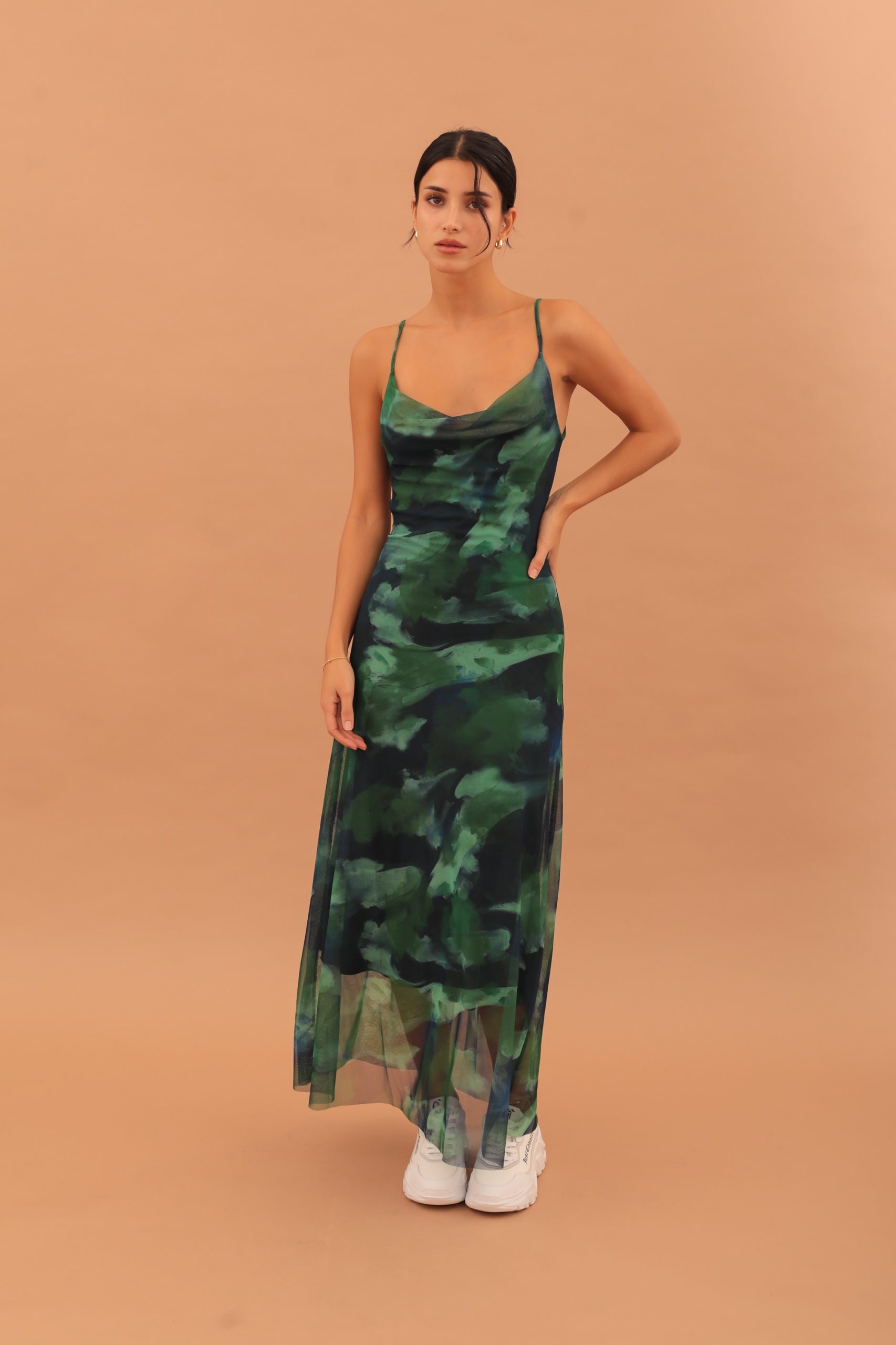 SANDRA MESH DRAPED DRESS - Image 4
