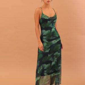 SANDRA MESH DRAPED DRESS