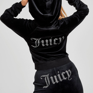 JUICY COUTURE TALL CRYSTAL VELOUR SET - LONG/TALL VERSION (BLACK)