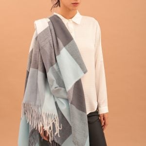 BLOCK PRINT SCARF - SKY BLUE