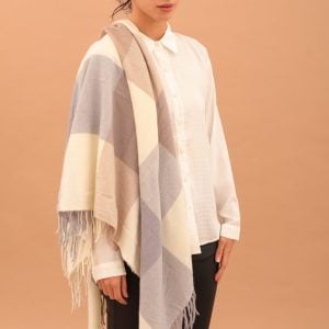 BLOCK PRINT SCARF - GREY/CREAM