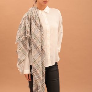 MICRO CHEQUERED SCARF - GREY/CREAM
