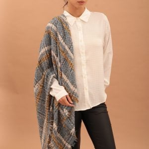 MICRO CHEQUERED SCARF - BLUE