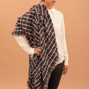 MICRO CHEQUERED SCARF - BLACK