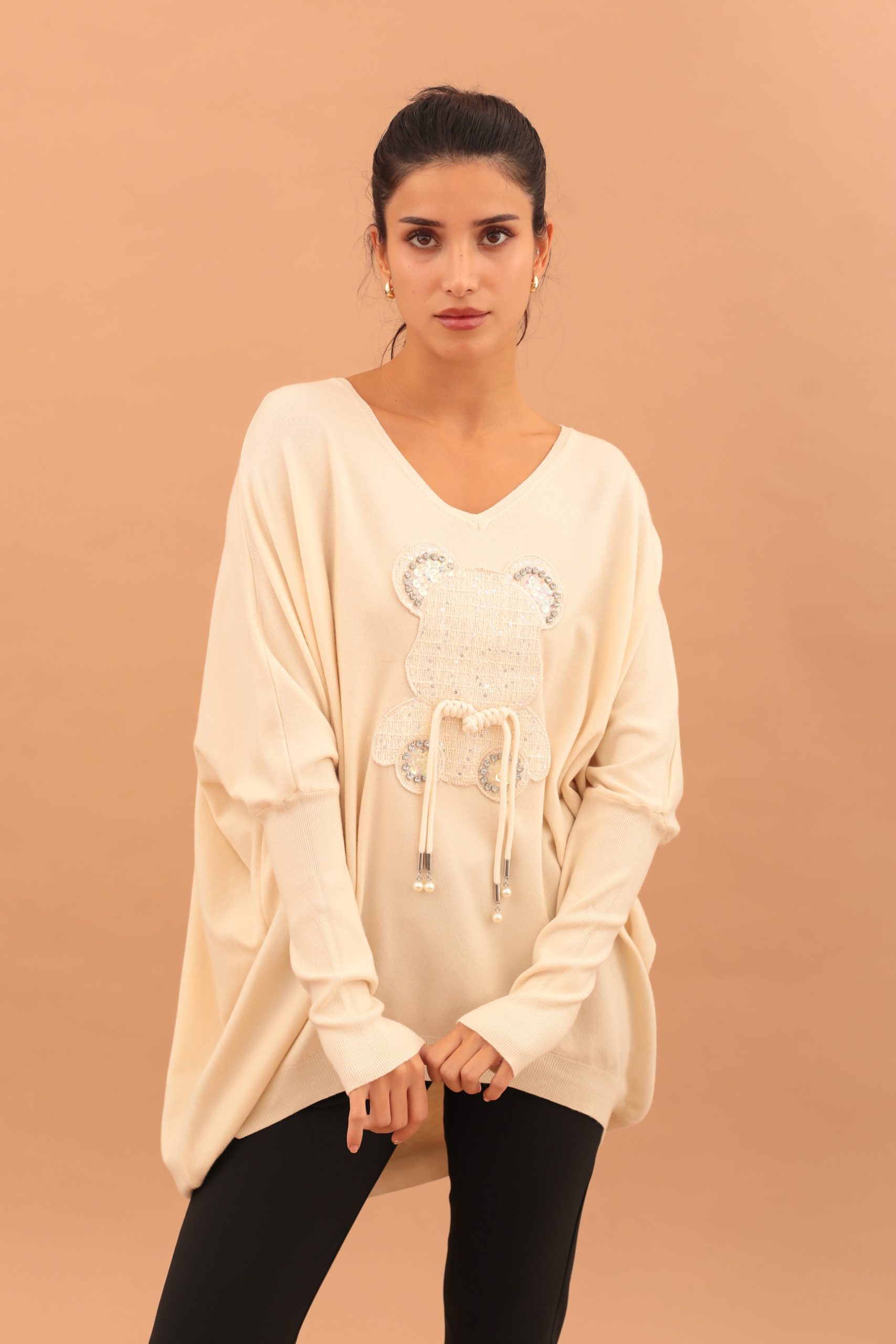 LIGHT KNIT TEDDY BLOUSE - BEIGE - Image 3