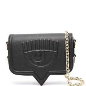CHIARA FERRAGNI MEDIUM EMBOSSED CHAINED BAG - BLACK