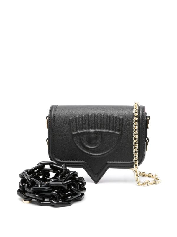 CHIARA FERRAGNI MEDIUM EMBOSSED CHAINED BAG - BLACK - Image 3