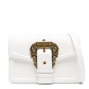 VERSACE JEANS TRIPLE POCKET VINTAGE BUCKLE SHOULDER BAG - WHITE