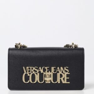 VERSACE JEANS SAFFIANO LARGE LOGO BUCKLE SHOULDER BAG