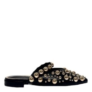POINTED PEARL MULES - BLACK