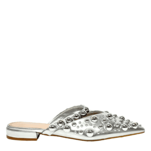 POINTED PEARL MULES - SILVER