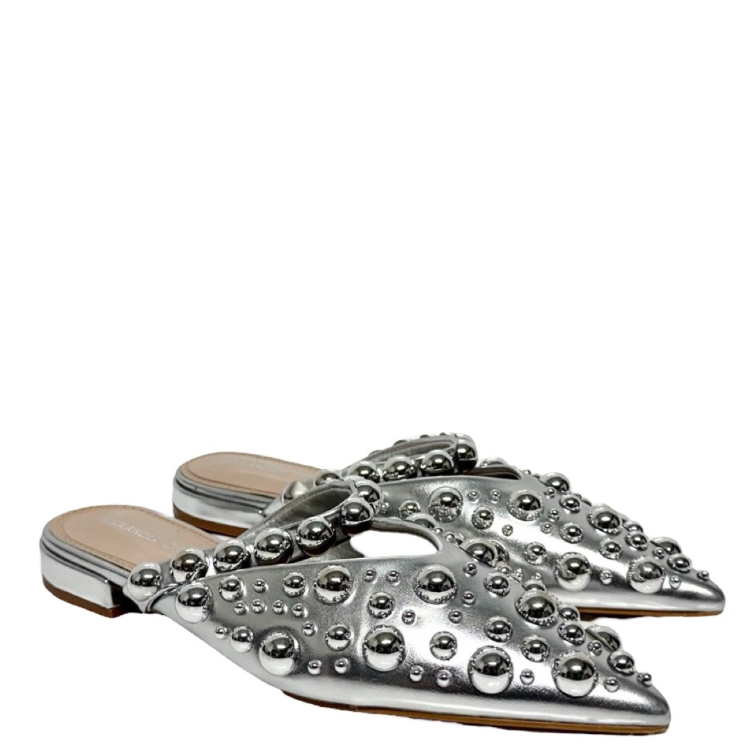 POINTED PEARL MULES - SILVER - Image 2