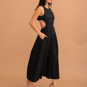 LATISHA OPEN-BACK DRESS - BLACK