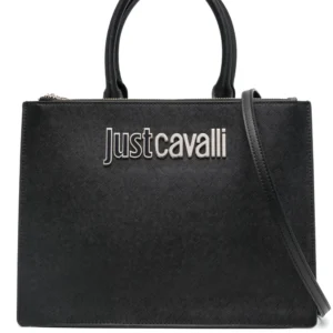 JUST CAVALLI ZIPPERED SHOULDER BAG - BLACK