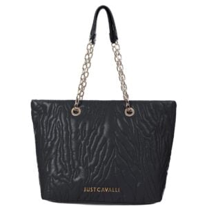 JUST CAVALLI ZEBRA EMBOSSED CHAIN SHOPPER - BLACK