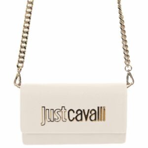JUST CAVALLI LOGO CLUTCH - CREAM