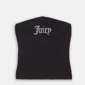 JUICY COUTURE CROP TOP BANDEAUX WITH CRYSTALS - BLACK