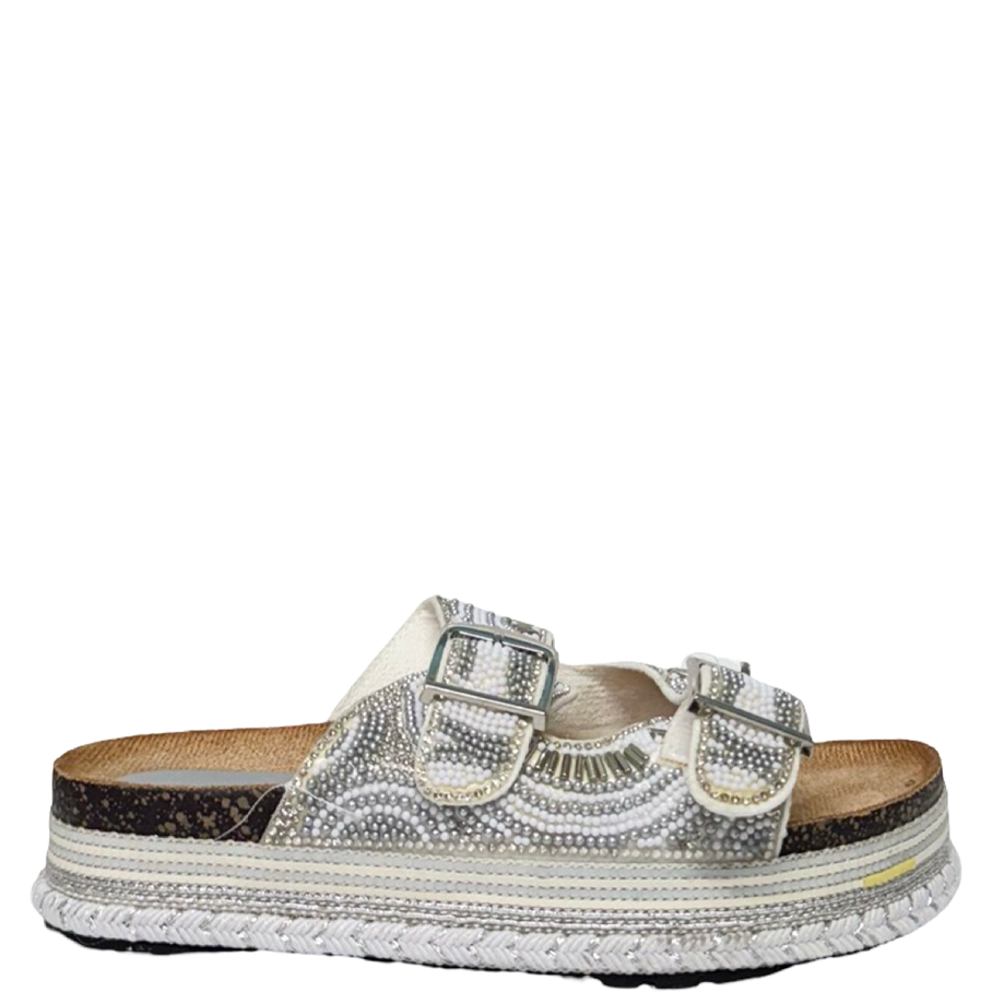 CABBANA EMBELLISHED FLATS - SILVER