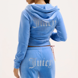 JUICY COUTURE CRYSTAL VELOUR SET - SKY BLUE