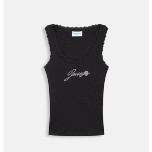 JUICY COUTURE FRILLED BLOUSE - BLACK