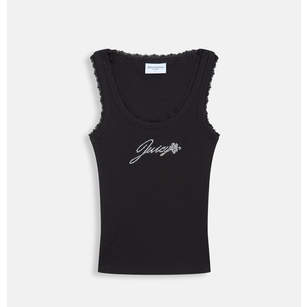 JUICY COUTURE FRILLED BLOUSE - BLACK