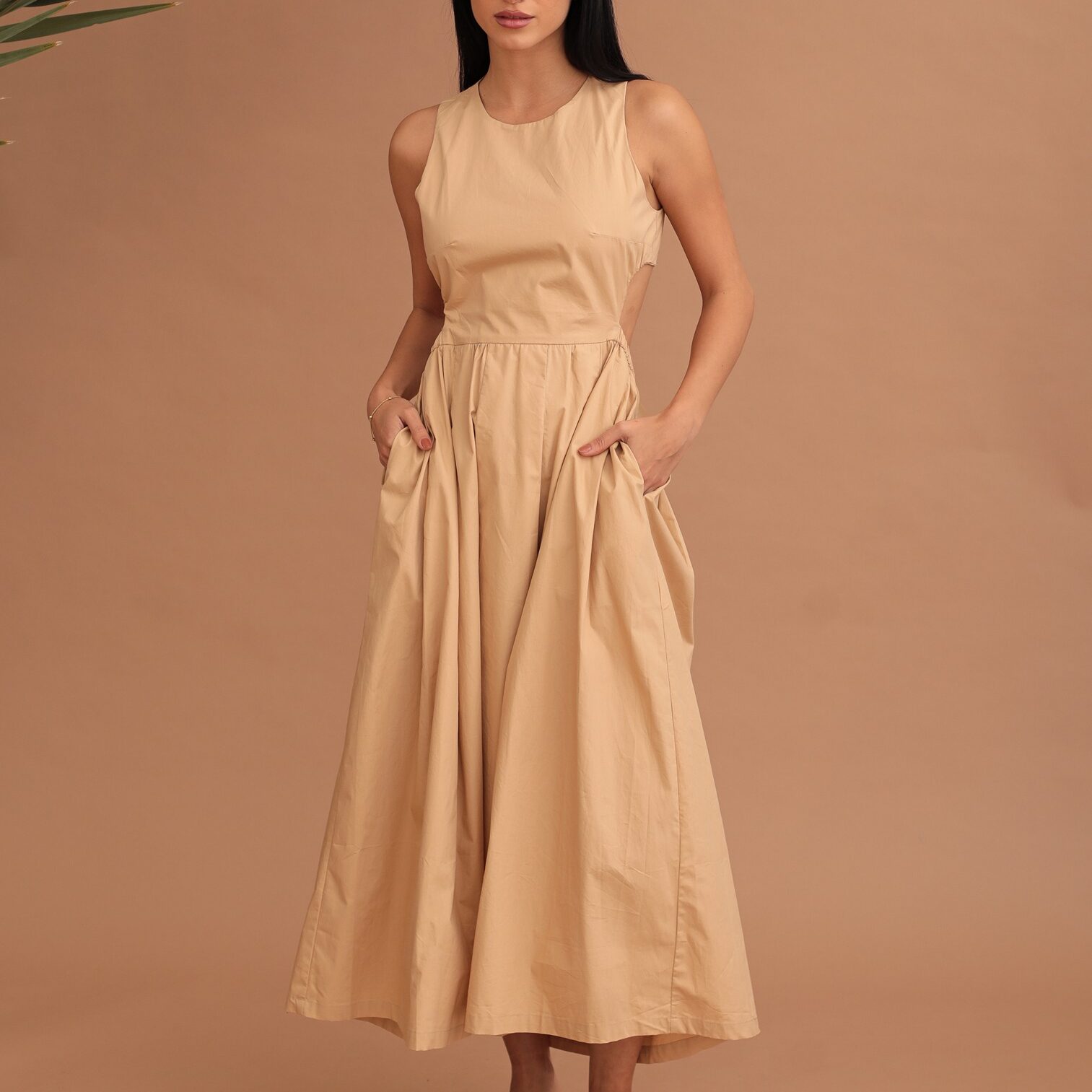 LATISHA OPEN-BACK DRESS - BEIGE