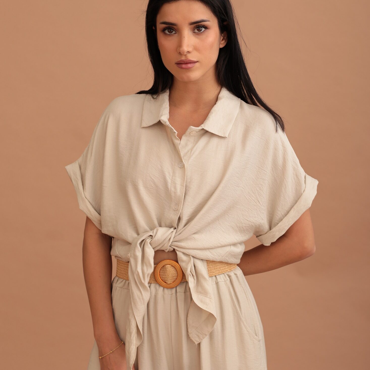 LUNA WRAP SHIRT - BEIGE