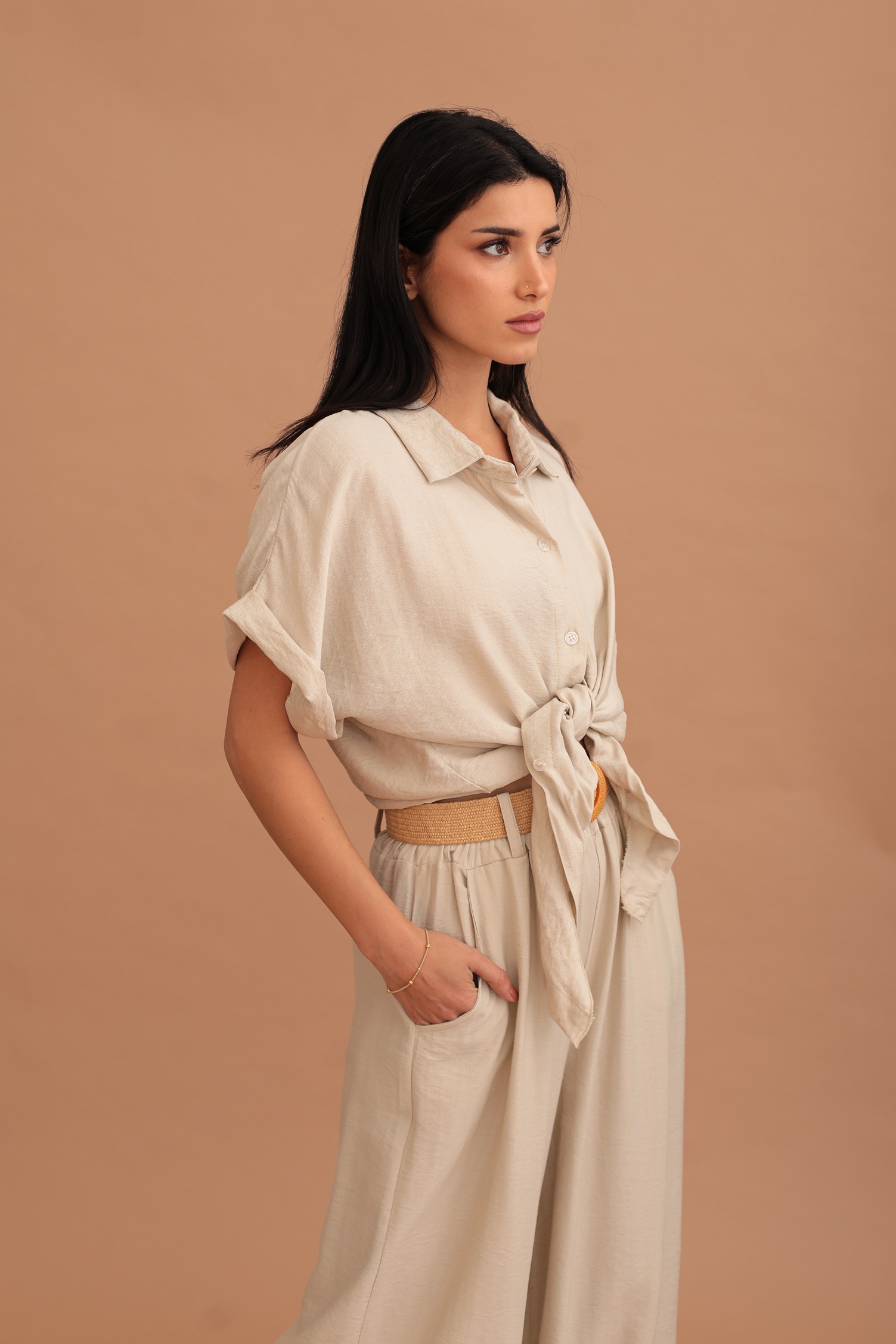 LUNA WRAP SHIRT - BEIGE - Image 3