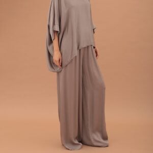  LUXURY VISCOSE TROUSERS - TAUPE