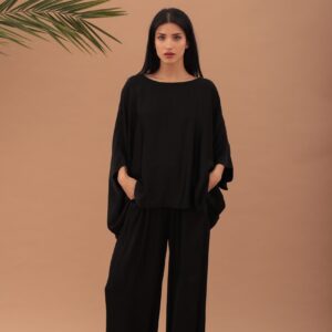 LUXURY VISCOSE BLOUSE -BLACK