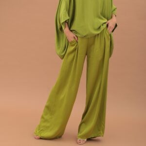 LUXURY VISCOSE TROUSERS - OLIVE