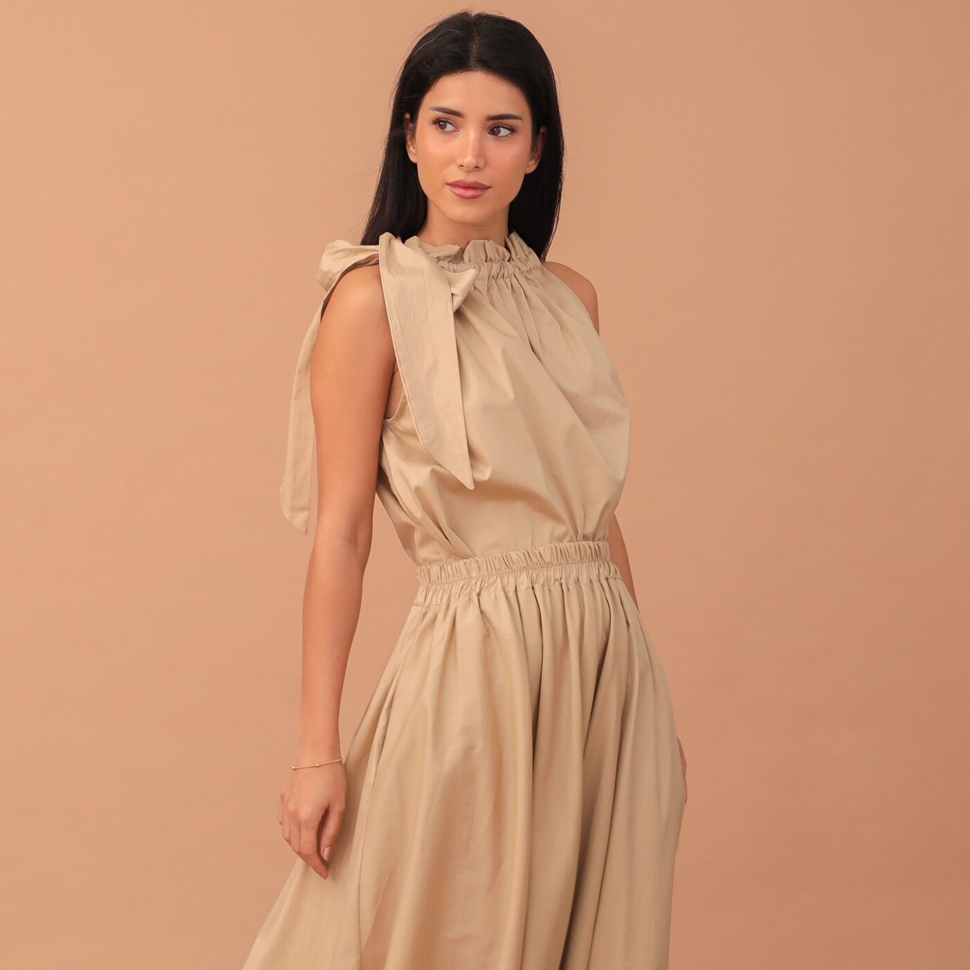 ARIEL BLOUSE WITH SHOULDER KNOT - BEIGE
