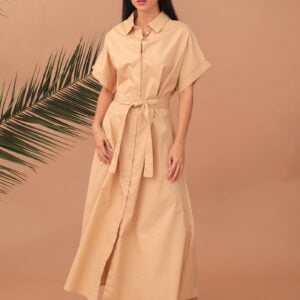 LEXIE SHIRT-DRESS - CAMEL