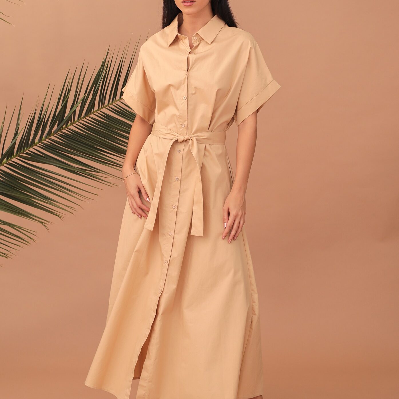 LEXIE SHIRT-DRESS - CAMEL