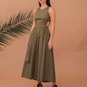LATISHA OPEN-BACK DRESS - KHAKI