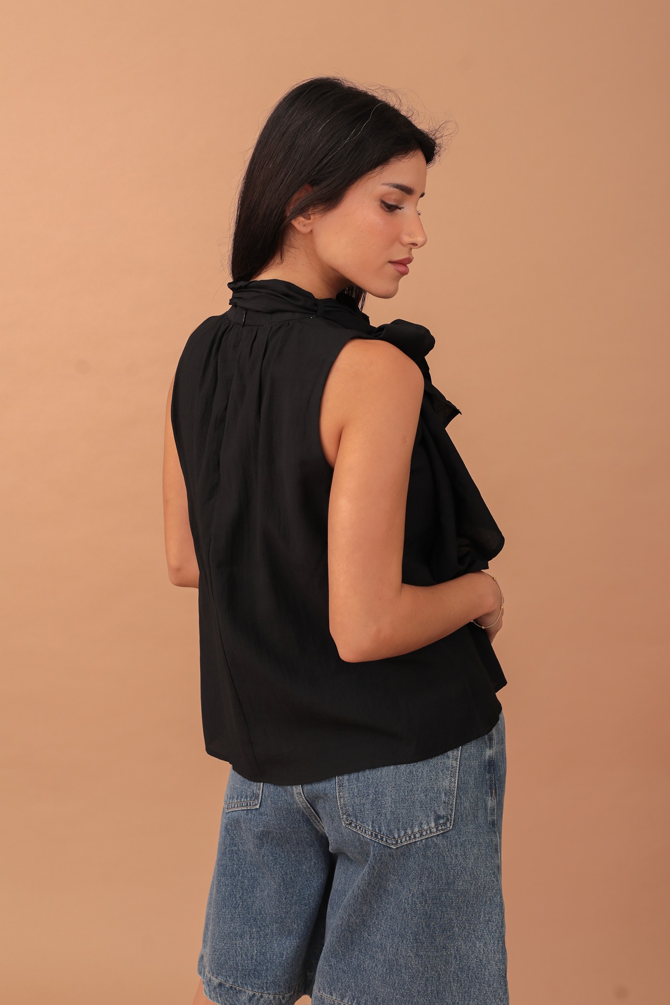 ELIZA BOW-TIE BLOUSE - BLACK - Image 2