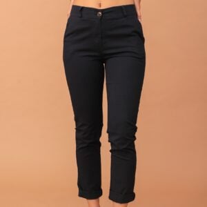 EMMA COTTON ELASTIC TROUSER - NAVY BLUE