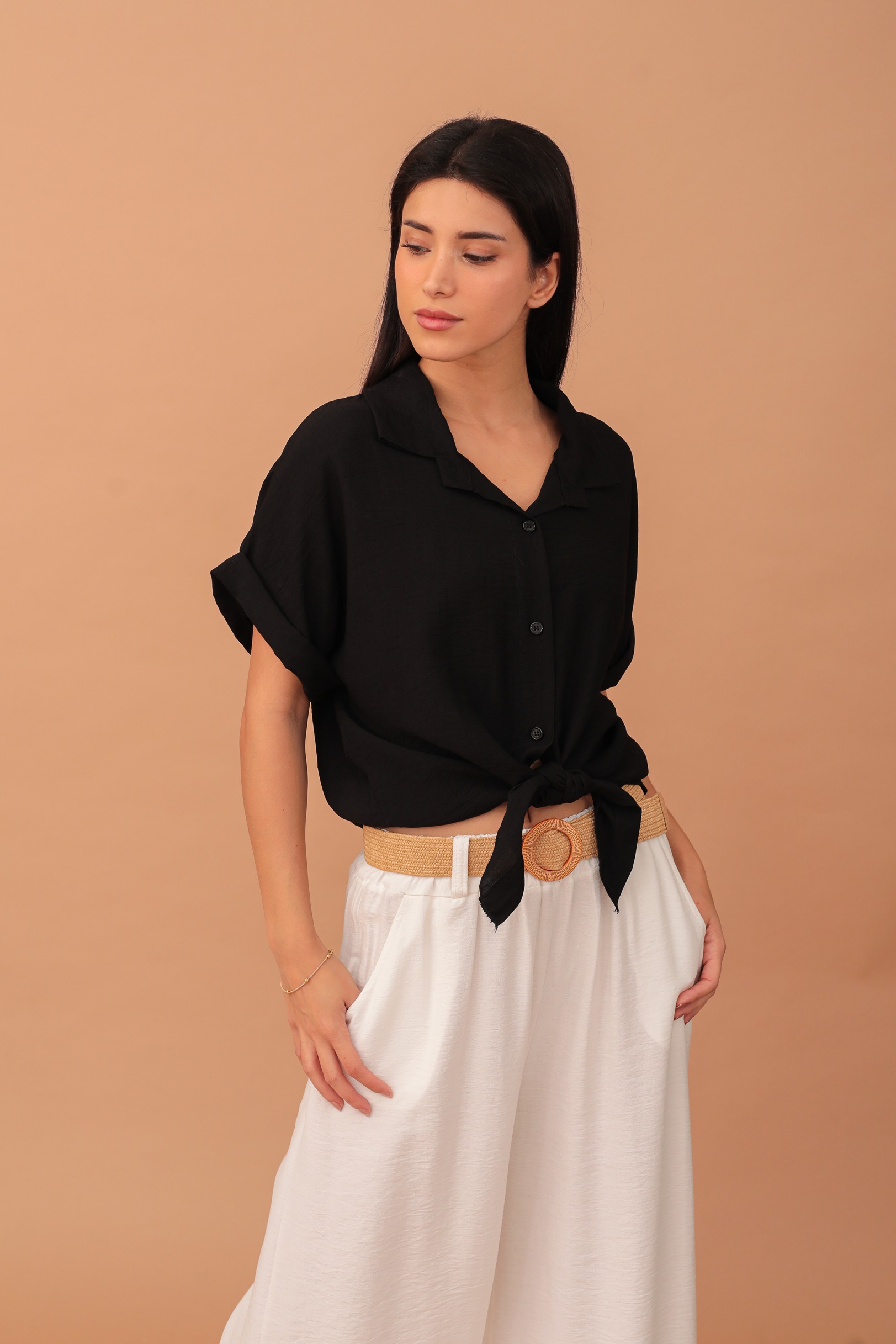 LUNA WRAP SHIRT - BLACK - Image 4