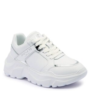 JUST CAVALLI SILVER LINED SNEAKERS - WHITE