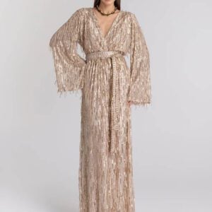 MYA SEQUIN WRAP LONG SLEEVE DRESS