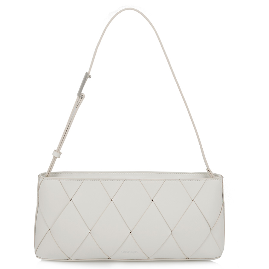 CALVIN KLEIN WOVEN SHOULDER BAG - OFF WHITE